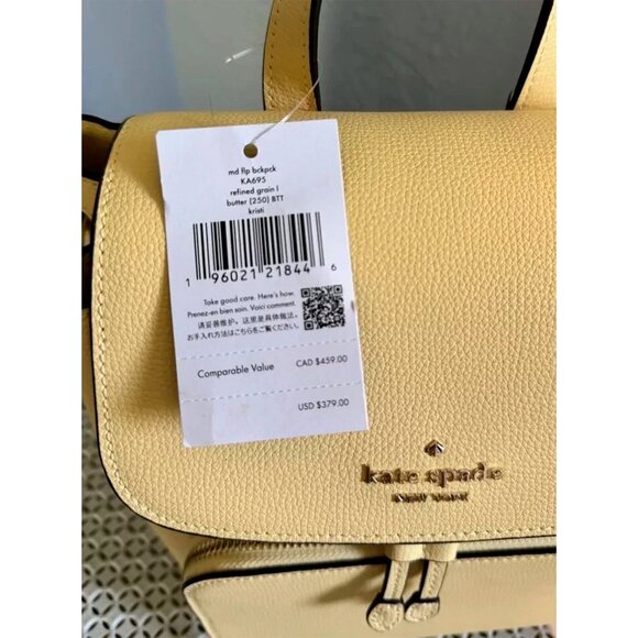 S Kate Spade Kristi Medium Flap Backpack Yellow Butter Leather Bag KA695NWT $379 main image 5